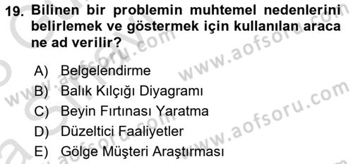 Yönetim Sistemleri ve Risk Yönetimi Dersi 2022 - 2023 Yılı (Vize) Ara Sınavı 19. Soru