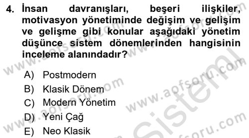 Yönetim Sistemleri ve Risk Yönetimi Dersi 2022 - 2023 Yılı (Vize) Ara Sınavı 4. Soru