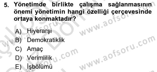 Yönetim Sistemleri ve Risk Yönetimi Dersi 2022 - 2023 Yılı (Vize) Ara Sınavı 5. Soru