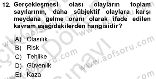 Yönetim Sistemleri ve Risk Yönetimi Dersi 2022 - 2023 Yılı (Final) Dönem Sonu Sınav Soruları 12. Soru