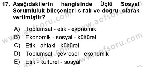 Yönetim Sistemleri ve Risk Yönetimi Dersi 2022 - 2023 Yılı (Final) Dönem Sonu Sınav Soruları 17. Soru