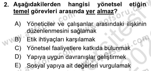 Yönetim Sistemleri ve Risk Yönetimi Dersi 2022 - 2023 Yılı (Final) Dönem Sonu Sınav Soruları 2. Soru
