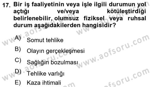 Yönetim Sistemleri ve Risk Yönetimi Dersi 2022 - 2023 Yılı Yaz Okulu Sınav Soruları 17. Soru