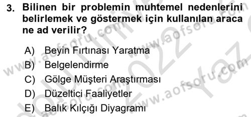 Yönetim Sistemleri ve Risk Yönetimi Dersi 2022 - 2023 Yılı Yaz Okulu Sınav Soruları 3. Soru