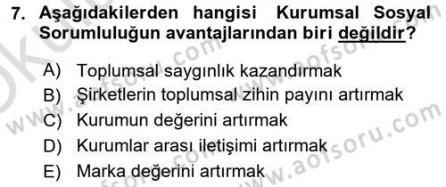 Yönetim Sistemleri ve Risk Yönetimi Dersi 2022 - 2023 Yılı Yaz Okulu Sınav Soruları 7. Soru
