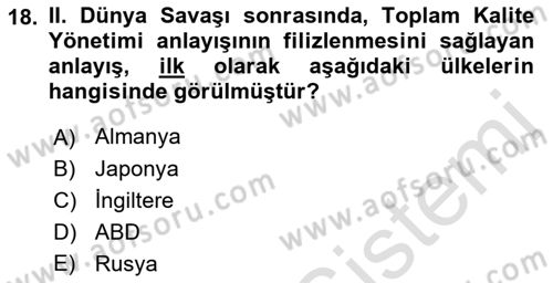 Yönetim Sistemleri ve Risk Yönetimi Dersi 2023 - 2024 Yılı (Vize) Ara Sınav Soruları 18. Soru