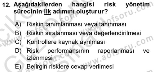 Yönetim Sistemleri ve Risk Yönetimi Dersi 2023 - 2024 Yılı (Final) Dönem Sonu Sınav Soruları 12. Soru