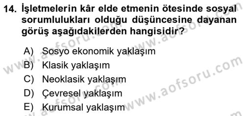 Yönetim Sistemleri ve Risk Yönetimi Dersi 2023 - 2024 Yılı (Final) Dönem Sonu Sınav Soruları 14. Soru