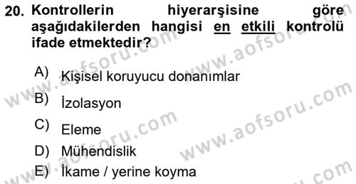 Yönetim Sistemleri ve Risk Yönetimi Dersi 2023 - 2024 Yılı (Final) Dönem Sonu Sınav Soruları 20. Soru