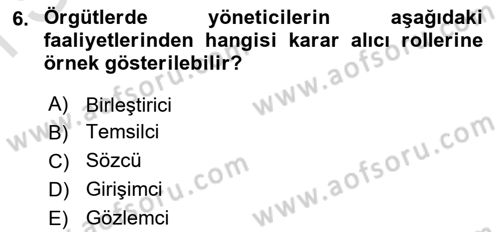 Yönetim Sistemleri ve Risk Yönetimi Dersi 2023 - 2024 Yılı (Final) Dönem Sonu Sınav Soruları 6. Soru