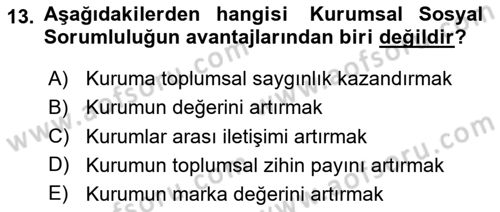 Yönetim Sistemleri ve Risk Yönetimi Dersi 2023 - 2024 Yılı Yaz Okulu Sınav Soruları 13. Soru