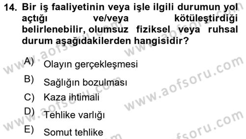 Yönetim Sistemleri ve Risk Yönetimi Dersi 2023 - 2024 Yılı Yaz Okulu Sınav Soruları 14. Soru