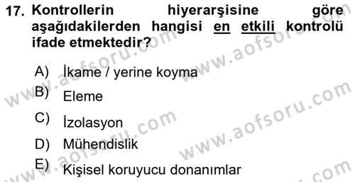 Yönetim Sistemleri ve Risk Yönetimi Dersi 2023 - 2024 Yılı Yaz Okulu Sınav Soruları 17. Soru