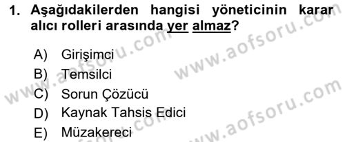 Yönetim Sistemleri ve Risk Yönetimi Dersi 2024 - 2025 Yılı (Vize) Ara Sınav Soruları 1. Soru