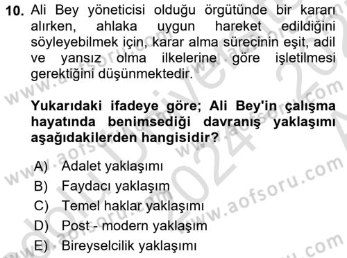 Yönetim Sistemleri ve Risk Yönetimi Dersi 2024 - 2025 Yılı (Vize) Ara Sınav Soruları 10. Soru