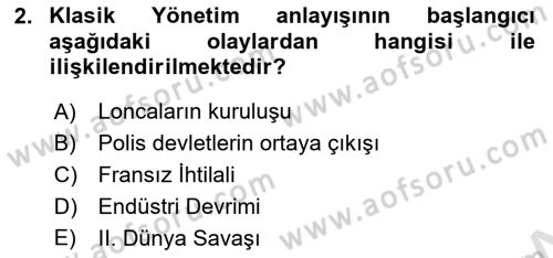 Yönetim Sistemleri ve Risk Yönetimi Dersi Ara Sınavı Deneme Sınav Soruları 2. Soru
