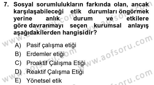 Yönetim Sistemleri ve Risk Yönetimi Dersi 2024 - 2025 Yılı (Vize) Ara Sınav Soruları 7. Soru