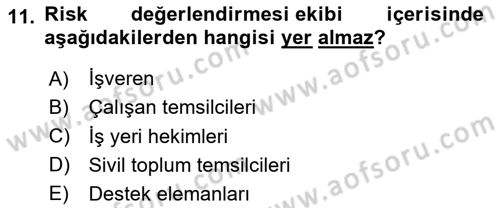 Yönetim Sistemleri ve Risk Yönetimi Dersi 2024 - 2025 Yılı (Final) Dönem Sonu Sınav Soruları 11. Soru