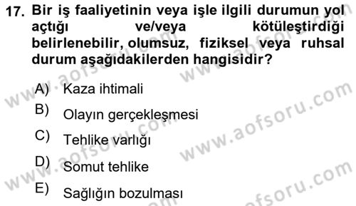 Yönetim Sistemleri ve Risk Yönetimi Dersi 2024 - 2025 Yılı Yaz Okulu Sınav Soruları 17. Soru