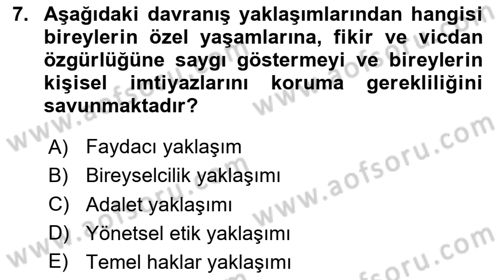 Yönetim Sistemleri ve Risk Yönetimi Dersi 2024 - 2025 Yılı Yaz Okulu Sınav Soruları 7. Soru