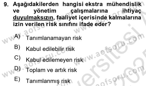 Yönetim Sistemleri ve Risk Yönetimi Dersi 2024 - 2025 Yılı Yaz Okulu Sınav Soruları 9. Soru