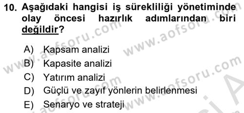 Yönetim Sistemleri ve Risk Yönetimi Dersi 2025 - 2026 Yılı (Vize) Ara Sınav Soruları 10. Soru