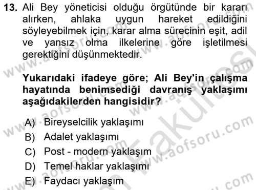 Yönetim Sistemleri ve Risk Yönetimi Dersi 2025 - 2026 Yılı (Vize) Ara Sınav Soruları 13. Soru