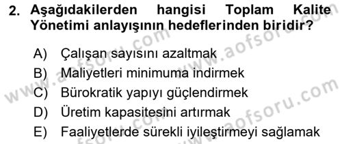 Yönetim Sistemleri ve Risk Yönetimi Dersi 2025 - 2026 Yılı (Vize) Ara Sınav Soruları 2. Soru
