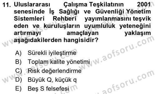 Yönetim Sistemleri ve Risk Yönetimi Dersi 2025 - 2026 Yılı (Final) Dönem Sonu Sınav Soruları 11. Soru