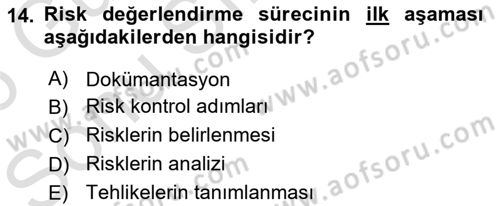 Yönetim Sistemleri ve Risk Yönetimi Dersi 2025 - 2026 Yılı (Final) Dönem Sonu Sınav Soruları 14. Soru