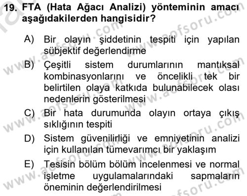 Yönetim Sistemleri ve Risk Yönetimi Dersi 2025 - 2026 Yılı (Final) Dönem Sonu Sınav Soruları 19. Soru