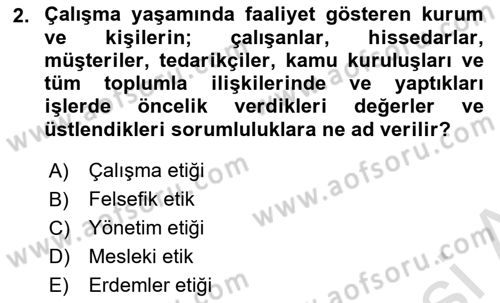 Yönetim Sistemleri ve Risk Yönetimi Dersi 2025 - 2026 Yılı (Final) Dönem Sonu Sınav Soruları 2. Soru
