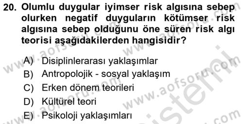 Yönetim Sistemleri ve Risk Yönetimi Dersi 2025 - 2026 Yılı (Final) Dönem Sonu Sınav Soruları 20. Soru