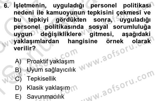 Yönetim Sistemleri ve Risk Yönetimi Dersi 2025 - 2026 Yılı (Final) Dönem Sonu Sınav Soruları 6. Soru