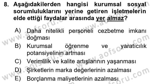 Yönetim Sistemleri ve Risk Yönetimi Dersi 2025 - 2026 Yılı (Final) Dönem Sonu Sınav Soruları 8. Soru