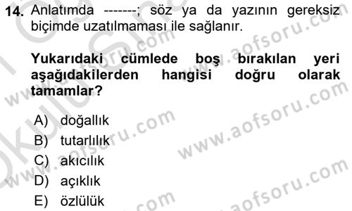 Çalışma Hayatında Bilişim, Belge Yönetimi Dersi 2020 - 2021 Yılı Yaz Okulu Sınav Soruları 14. Soru