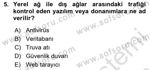 Çalışma Hayatında Bilişim, Belge Yönetimi Dersi 2020 - 2021 Yılı Yaz Okulu Sınav Soruları 5. Soru