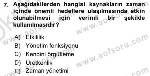 Çalışma Hayatında Bilişim, Belge Yönetimi Dersi 2020 - 2021 Yılı Yaz Okulu Sınav Soruları 7. Soru