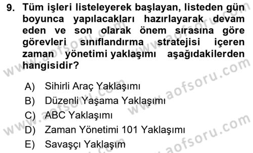 Çalışma Hayatında Bilişim, Belge Yönetimi Dersi 2020 - 2021 Yılı Yaz Okulu Sınav Soruları 9. Soru
