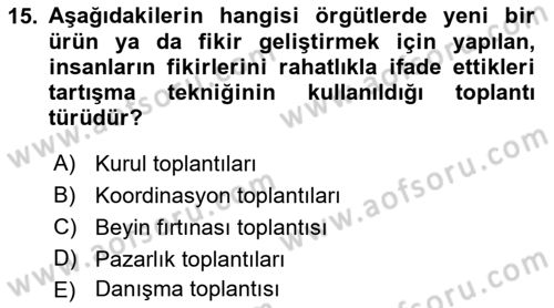 Çalışma Hayatında Bilişim, Belge Yönetimi Dersi 2021 - 2022 Yılı (Vize) Ara Sınav Soruları 15. Soru