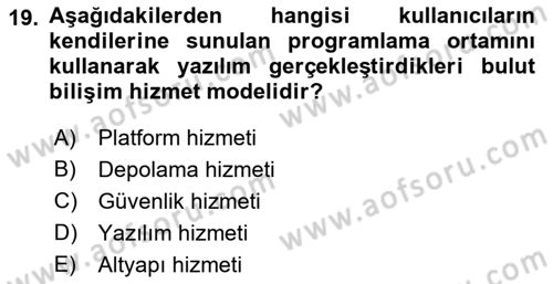 Çalışma Hayatında Bilişim, Belge Yönetimi Dersi 2021 - 2022 Yılı (Vize) Ara Sınav Soruları 19. Soru