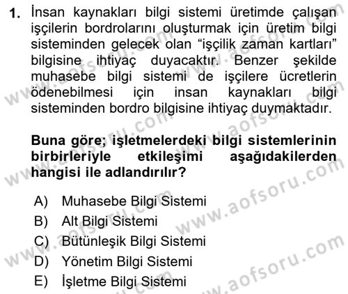 Çalışma Hayatında Bilişim, Belge Yönetimi Dersi 2021 - 2022 Yılı (Final) Dönem Sonu Sınav Soruları 1. Soru