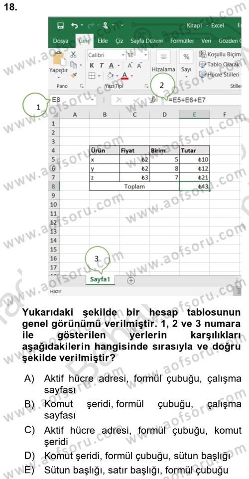 Çalışma Hayatında Bilişim, Belge Yönetimi Dersi 2021 - 2022 Yılı (Final) Dönem Sonu Sınavı 18. Soru