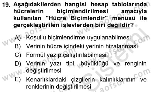 Çalışma Hayatında Bilişim, Belge Yönetimi Dersi 2021 - 2022 Yılı (Final) Dönem Sonu Sınav Soruları 19. Soru