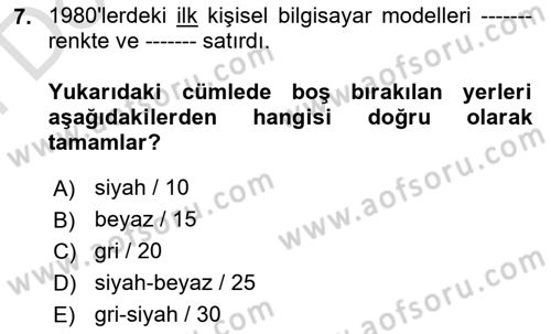 Çalışma Hayatında Bilişim, Belge Yönetimi Dersi 2021 - 2022 Yılı (Final) Dönem Sonu Sınav Soruları 7. Soru