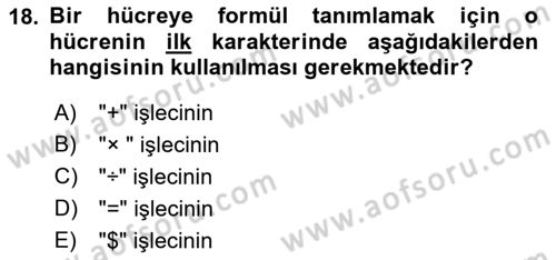Çalışma Hayatında Bilişim, Belge Yönetimi Dersi 2021 - 2022 Yılı Yaz Okulu Sınav Soruları 18. Soru