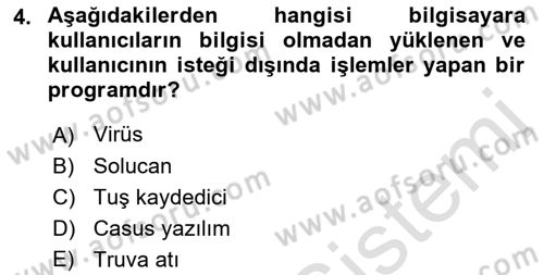 Çalışma Hayatında Bilişim, Belge Yönetimi Dersi 2021 - 2022 Yılı Yaz Okulu Sınav Soruları 4. Soru