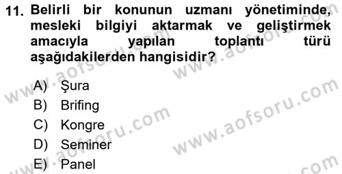 Çalışma Hayatında Bilişim, Belge Yönetimi Dersi 2022 - 2023 Yılı Yaz Okulu Sınav Soruları 11. Soru