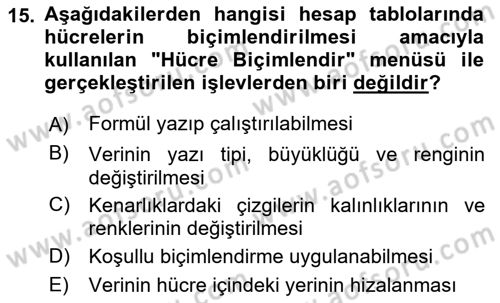 Çalışma Hayatında Bilişim, Belge Yönetimi Dersi 2022 - 2023 Yılı Yaz Okulu Sınav Soruları 15. Soru