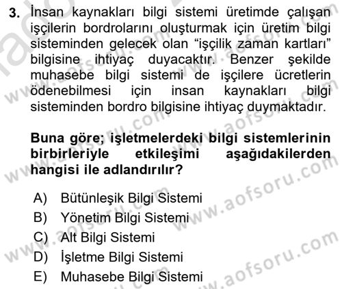 Çalışma Hayatında Bilişim, Belge Yönetimi Dersi 2022 - 2023 Yılı Yaz Okulu Sınav Soruları 3. Soru